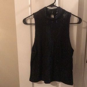 Urban Outfitters Black Lacy Turtleneck Tank Top